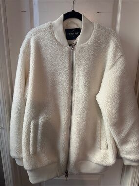 Fabletics Women's Cream Sherpa Zip Bomber Jacket